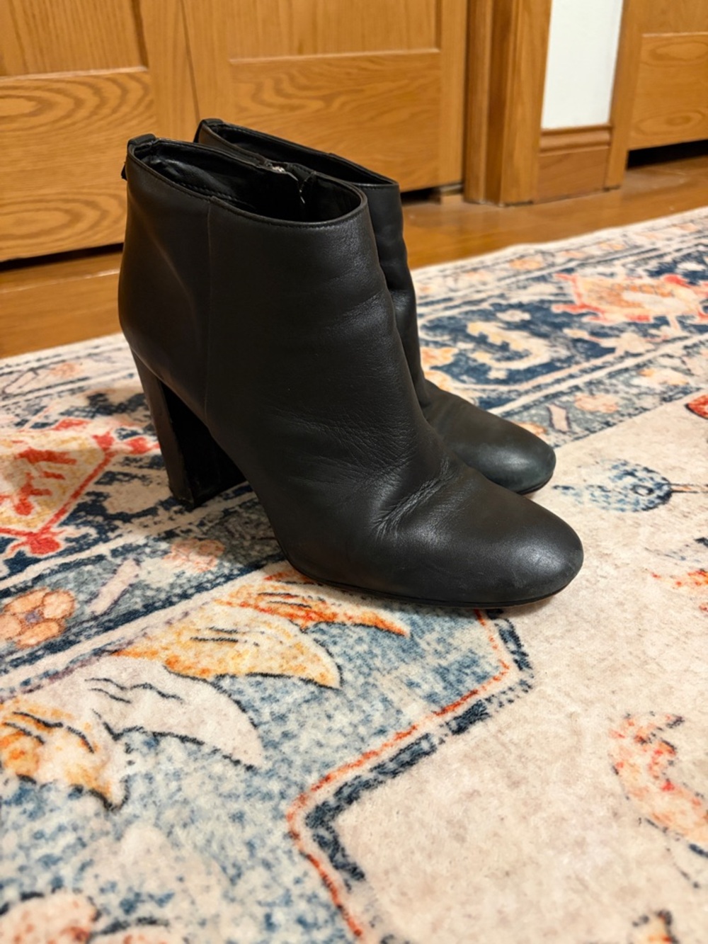 Sam Edelman Black Leather Ankle Booties with Side Zip